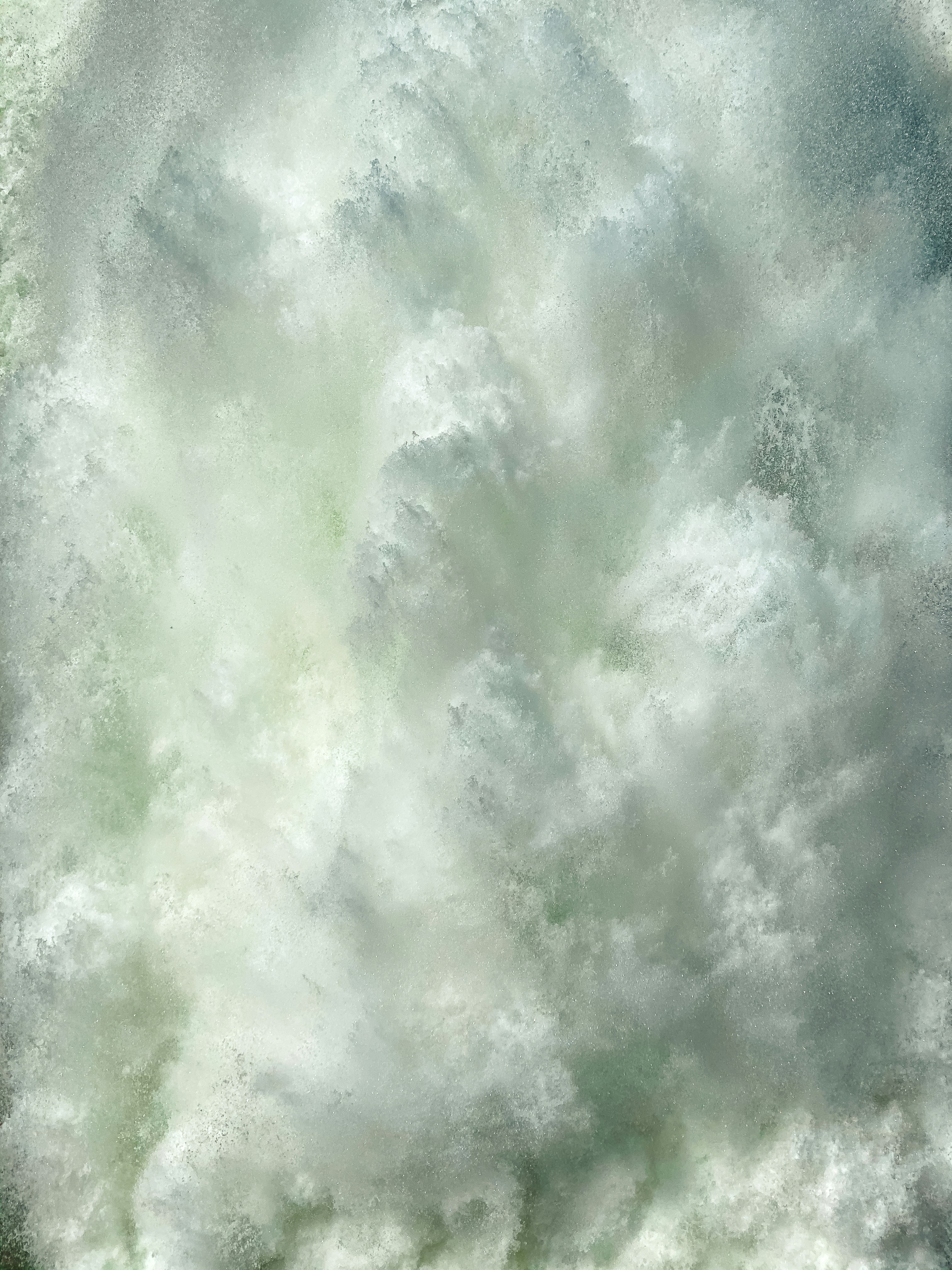 green and white abstract painting